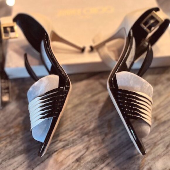 Jimmy Choo Livvi 85 Pump-Off-White/Black-Size 38.5 - Picture 10 of 14